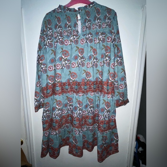 Victoria Dunn Peony Smocked Yoke Dress In Burnt Sienna Floral - Picture 4 of 13